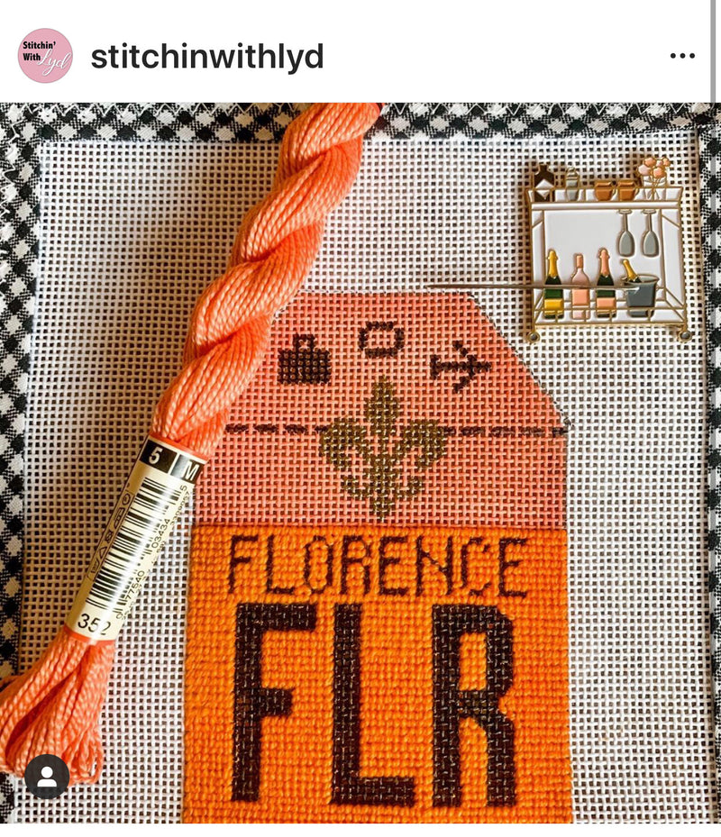 Florence Retro Travel Tag Stitch Printed™️ Needlepoint Canvas