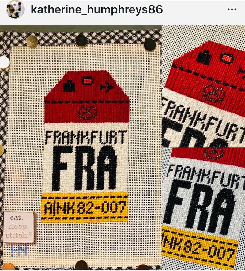 Frankfurt Retro Travel Tag Stitch Printed™️ Needlepoint Canvas