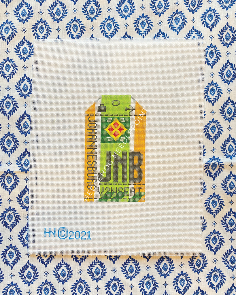 Johannesburg Retro Travel Tag Stitch Printed™️ Needlepoint Canvas