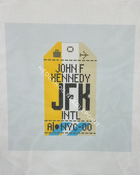 John F Kennedy NY Retro Travel Tag Stitch Printed™️ Needlepoint Canvas