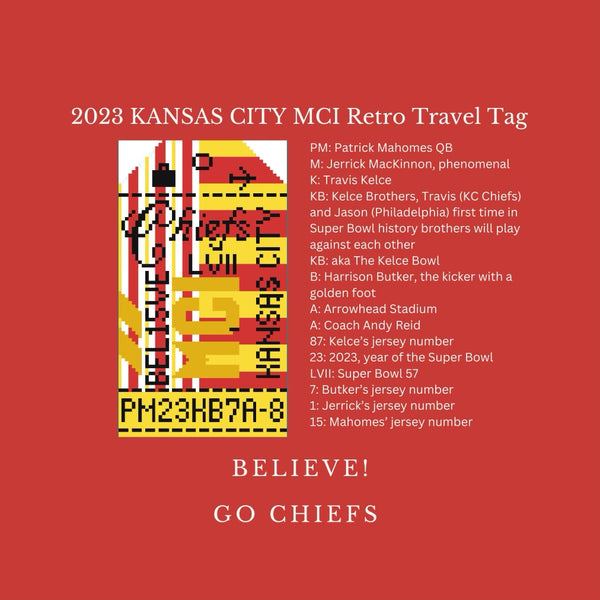 2023 Kansas City MCI Retro Travel Tag Stitch Printed™️ Needlepoint Canvas *PREORDER*