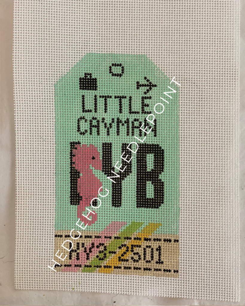 Little Cayman Retro Travel Tag Needlepoint Canvas