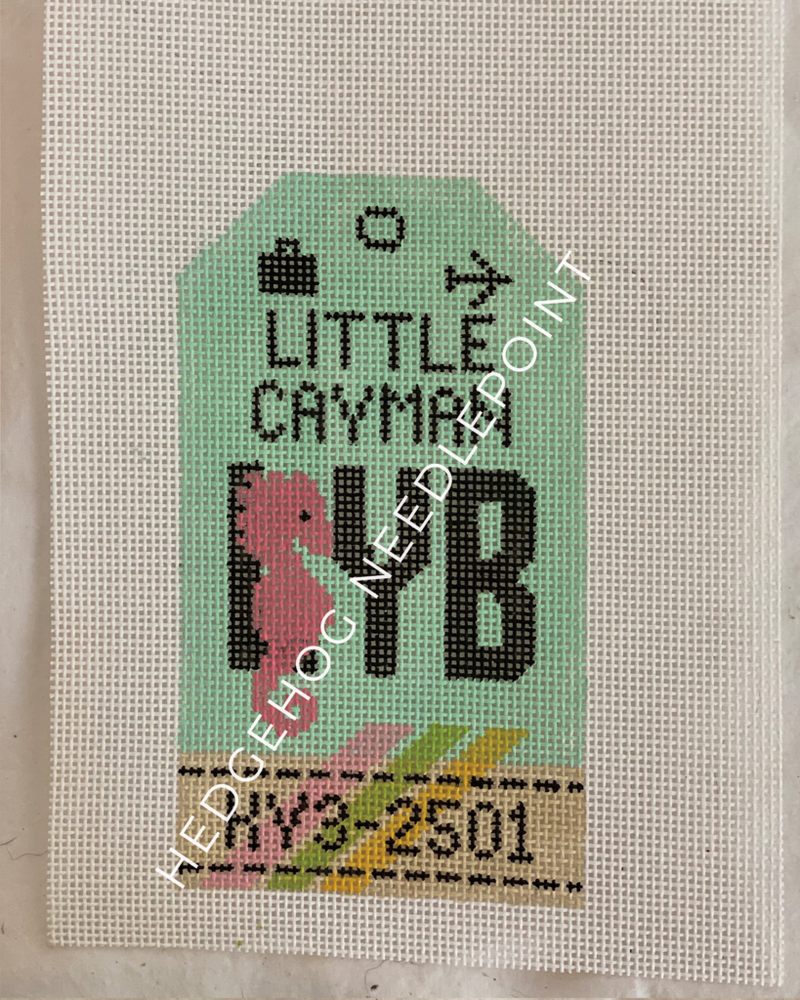 Little Cayman Retro Travel Tag Stitch Printed™️ Needlepoint Canvas
