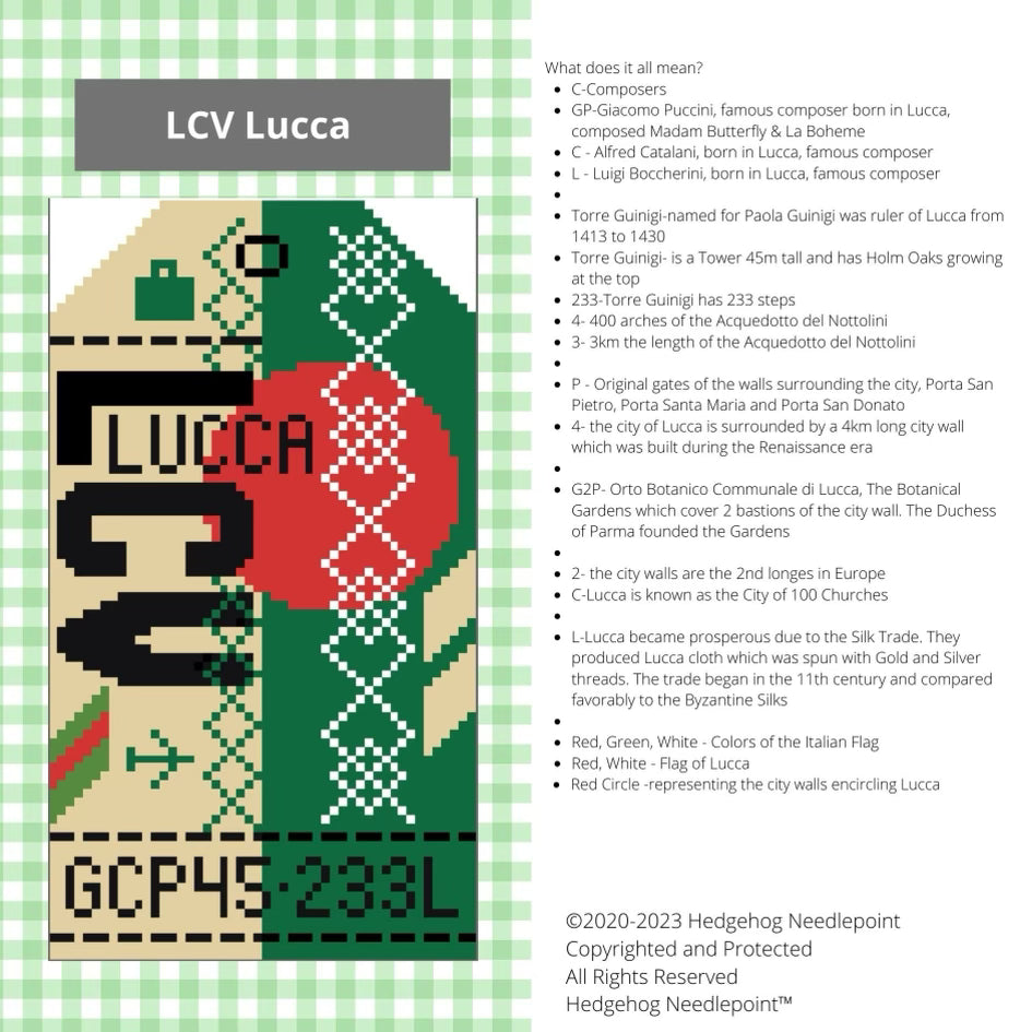 Lucca Retro Travel Tag Stitch Printed™️ Needlepoint Canvas