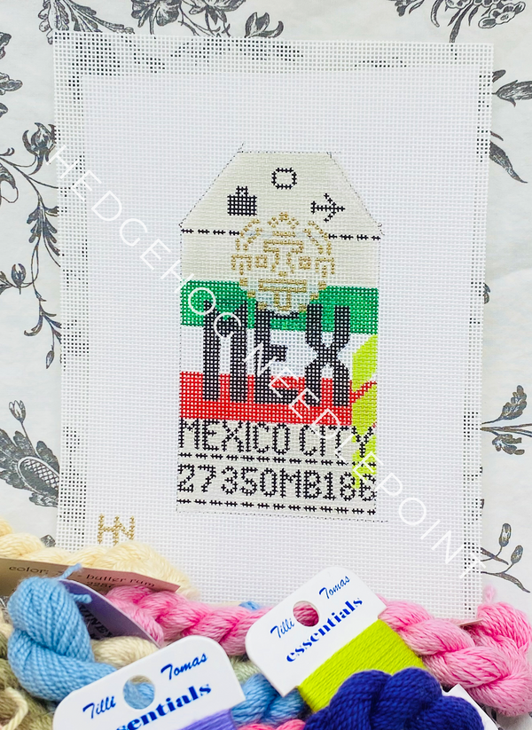 Mexico City Retro Travel Tag Stitch Printed™️ Needlepoint Canvas