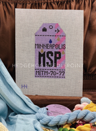 Minneapolis Retro Travel Tag Stitch Printed™️ Needlepoint Canvas