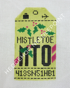 Mistletoe Retro Travel Tag Stitch Printed™️ Needlepoint Canvas
