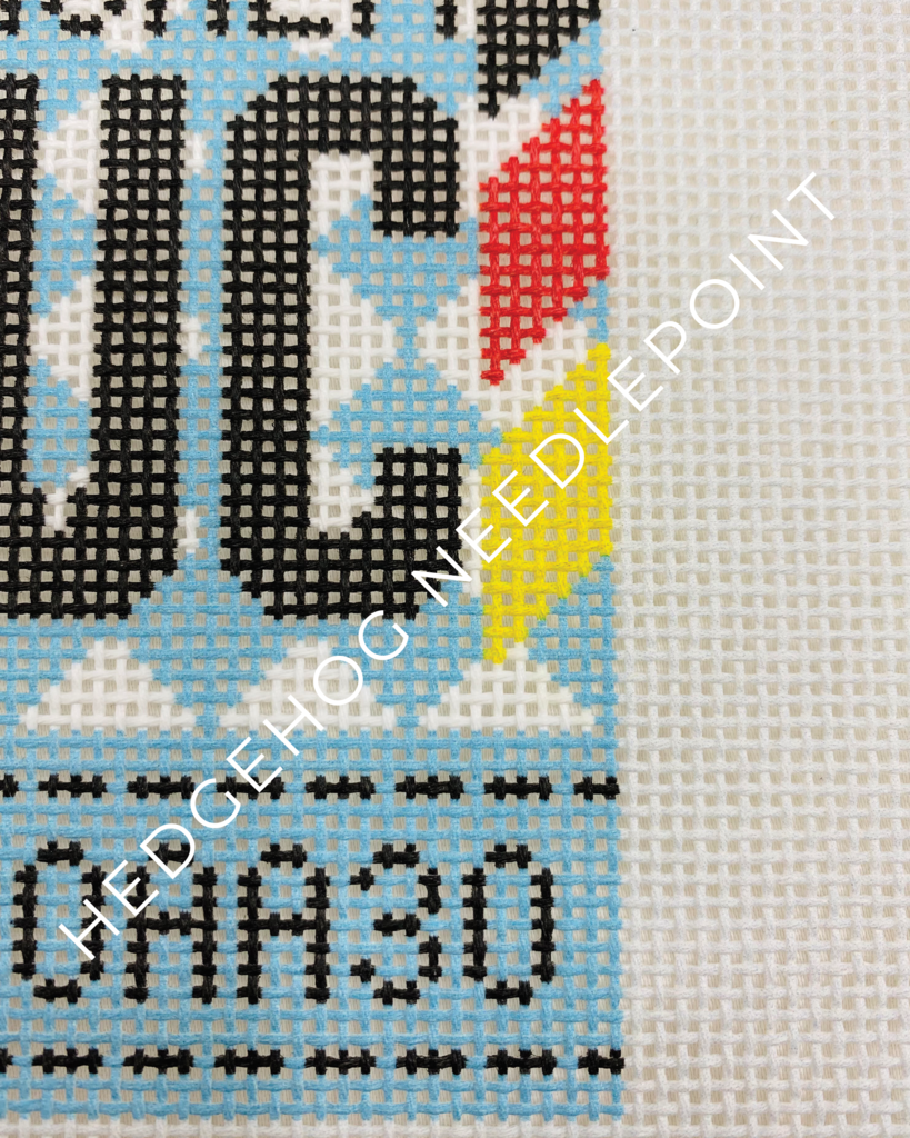 Munich Retro Travel Tag Needlepoint Canvas