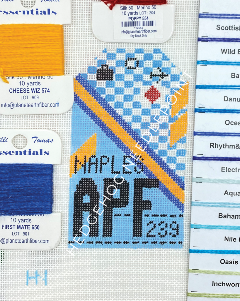 Naples Florida Retro Travel Tag Needlepoint Canvas