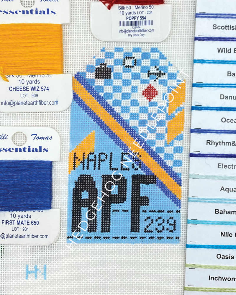 Naples Florida Retro Travel Tag Stitch Printed™️ Needlepoint Canvas