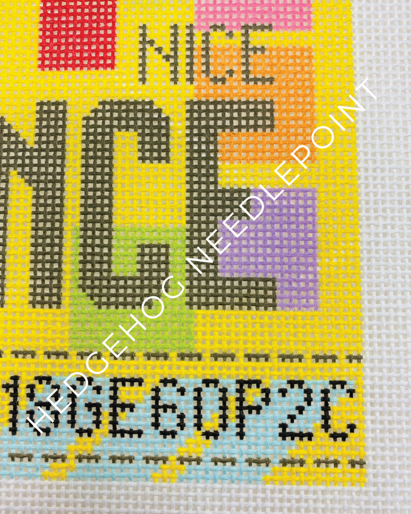 Nice Retro Travel Tag Stitch Printed™️ Needlepoint Canvas