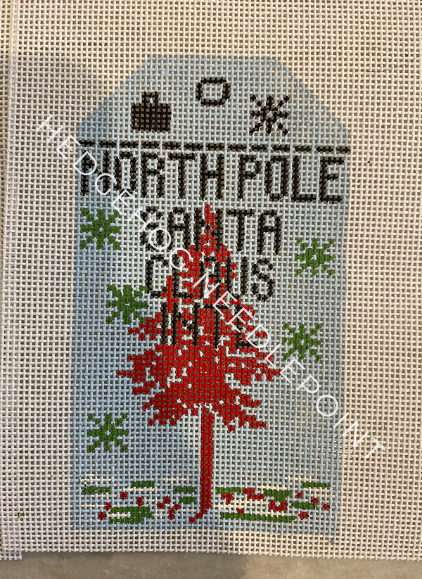 North Pole Retro Travel Tag Stitch Printed™️ Needlepoint Canvas