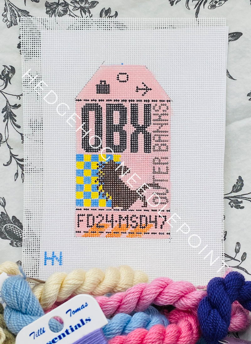 Outer Banks Retro Travel Tag Stitch Printed™️ Needlepoint Canvas