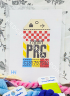 Prague Retro Travel Tag Stitch Printed™️ Needlepoint Canvas