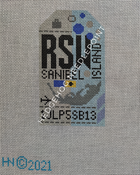RSW Sanibel Island Retro Travel Tag Stitch Printed™️ Needlepoint Canvas