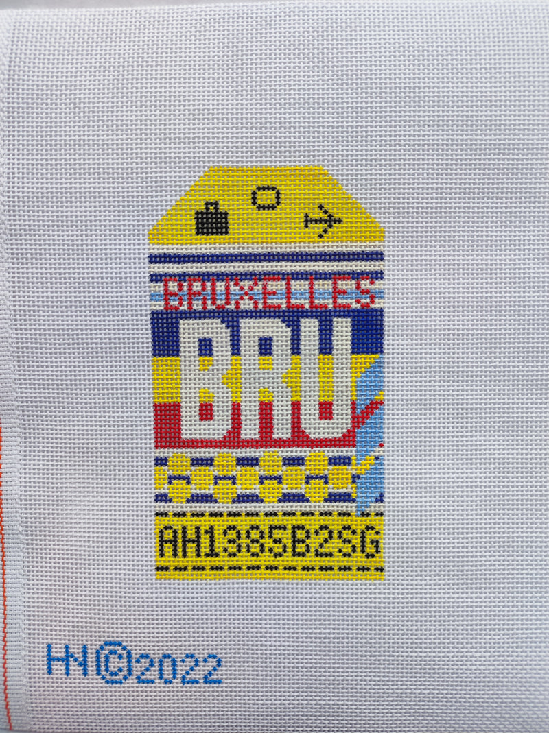 Brussels Retro Travel Tag Stitch Printed™️ Needlepoint Canvas