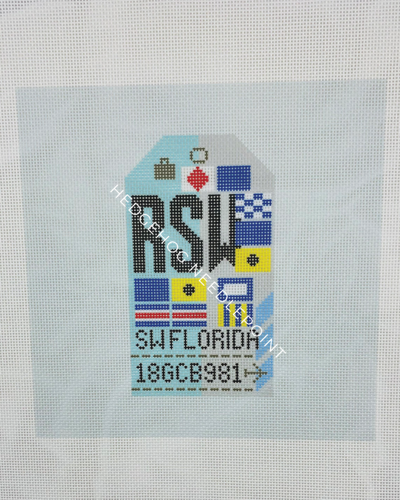 SW Florida Retro Travel Tag Needlepoint Canvas