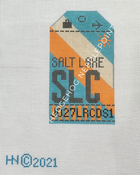 Salt Lake City Retro Travel Tag Stitch Printed™️ Needlepoint Canvas