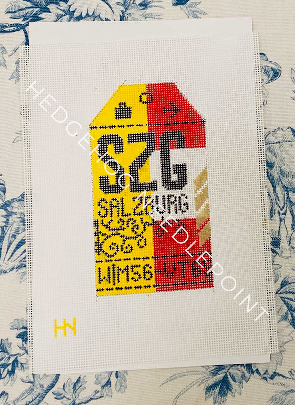 Salzburg Retro Travel Tag Stitch Printed™️ Needlepoint Canvas