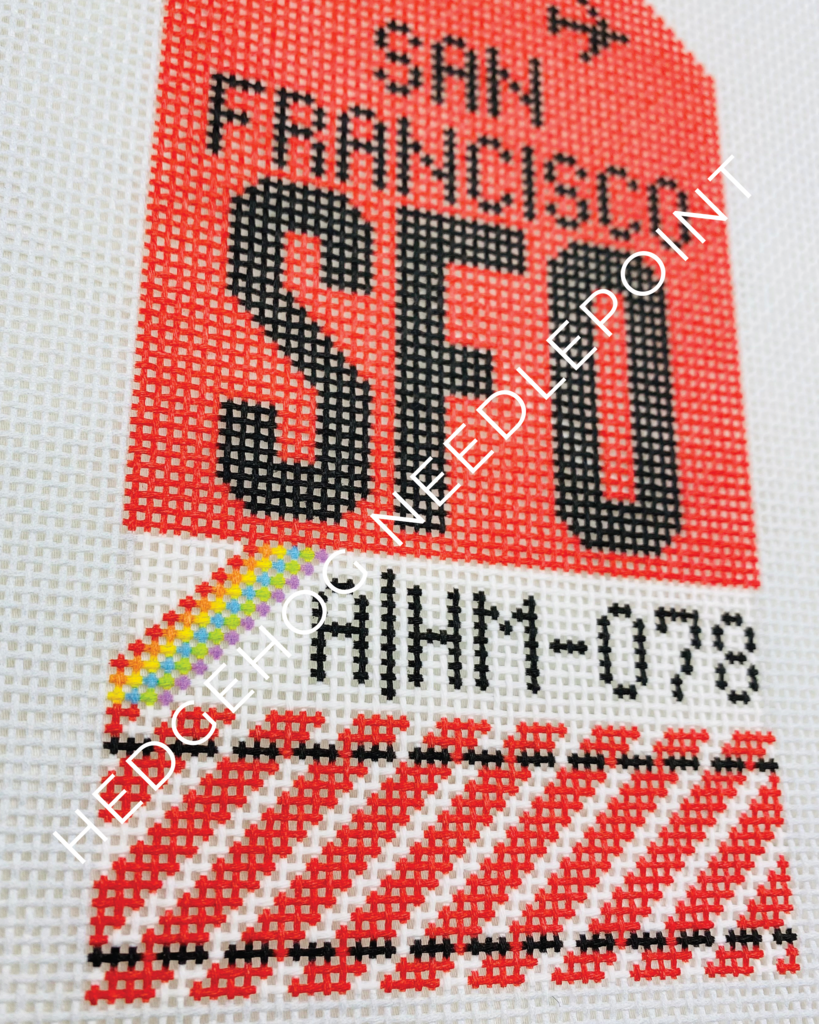 San Francisco Retro Travel Tag Needlepoint Canvas