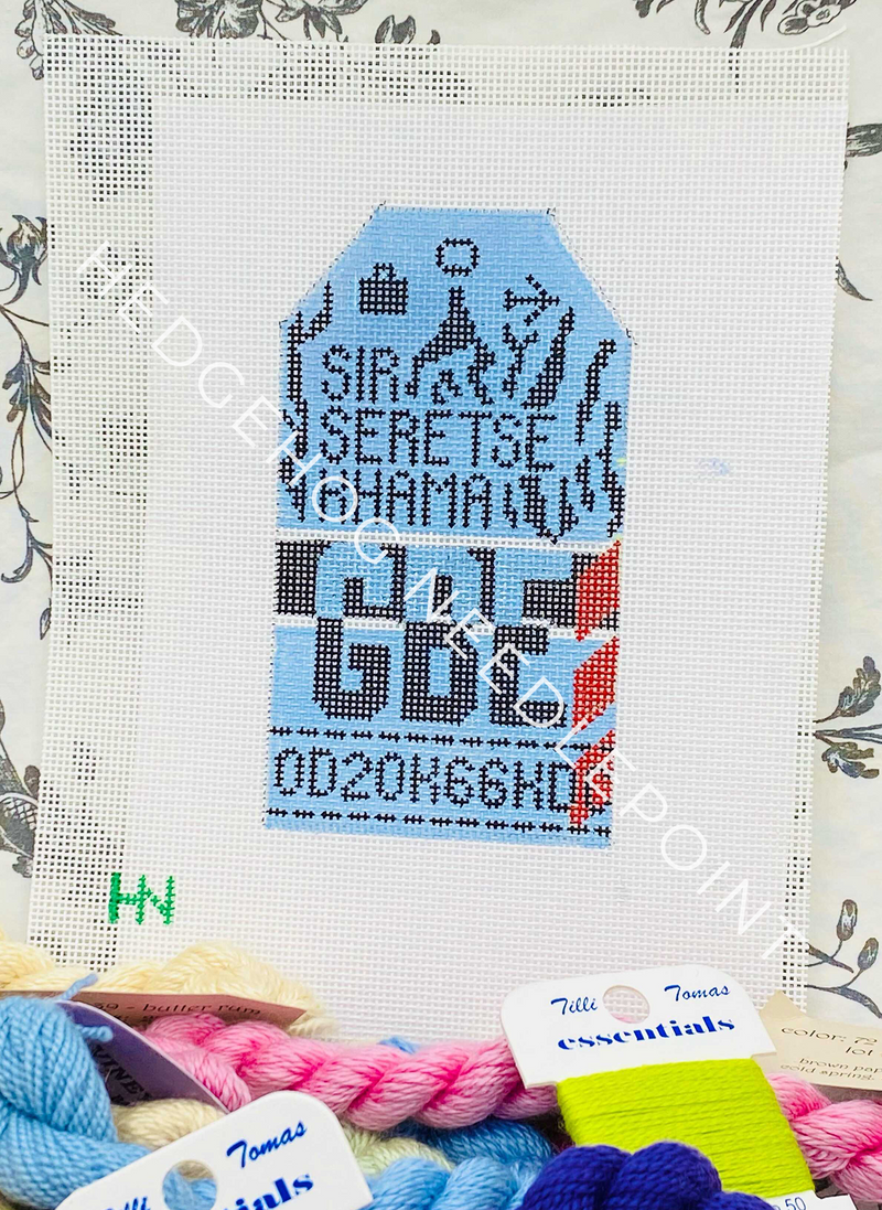 Sir Seretse Khama Retro Travel Tag Stitch Printed™️ Needlepoint Canvas