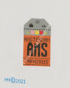 Amsterdam Retro Travel Tag Stitch Printed™️ Needlepoint Canvas
