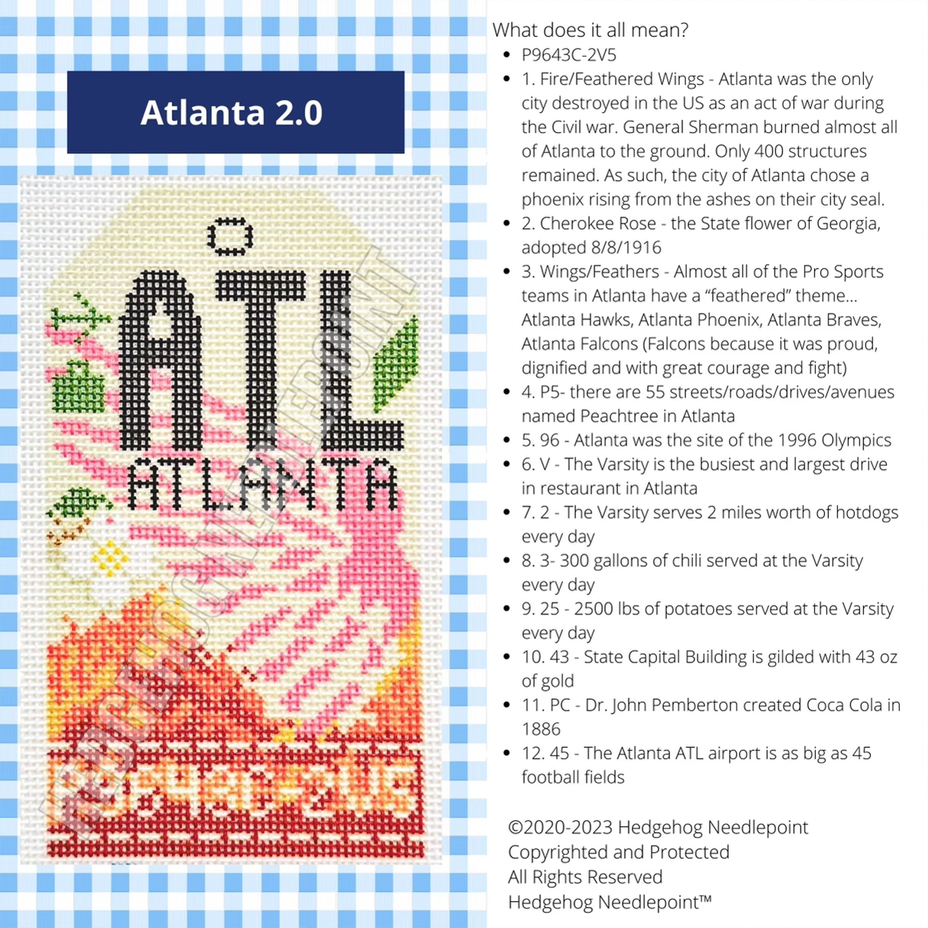 Atlanta Retro Travel Tag Needlepoint Canvas