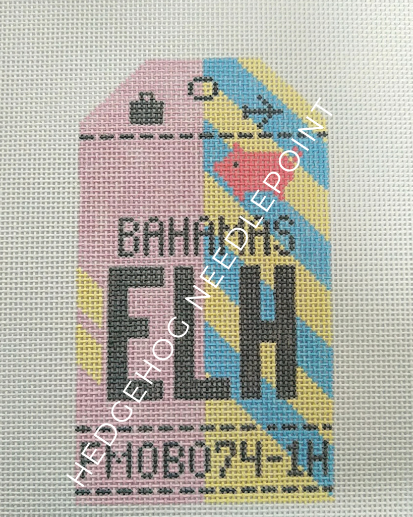 Bahamas Retro Travel Tag Needlepoint Canvas