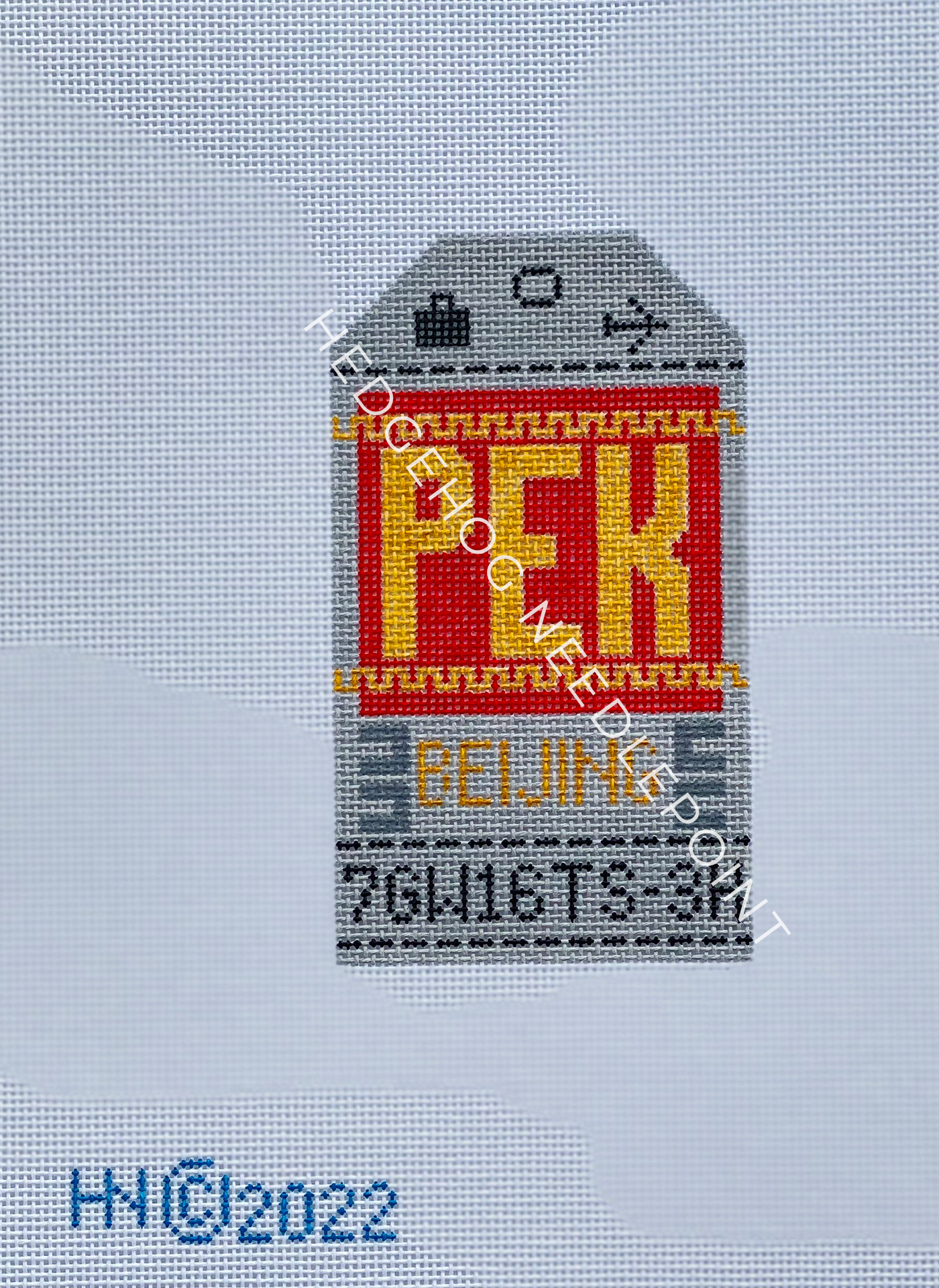 Beijing Retro Travel Tag Needlepoint Canvas