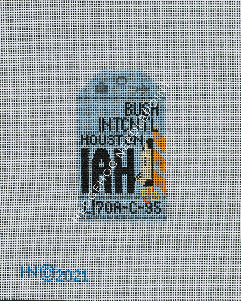 Houston Retro Travel Tag Stitch Printed™️ Needlepoint Canvas