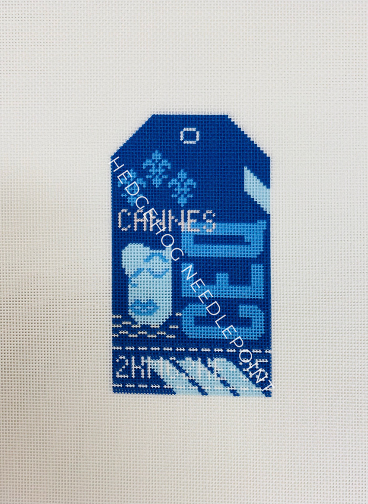 Cannes Retro Travel Tag Needlepoint Canvas