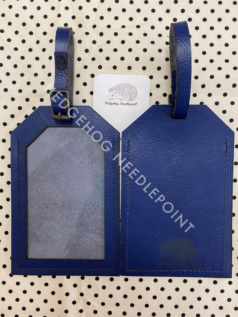 Cobalt Leather Luggage Tag