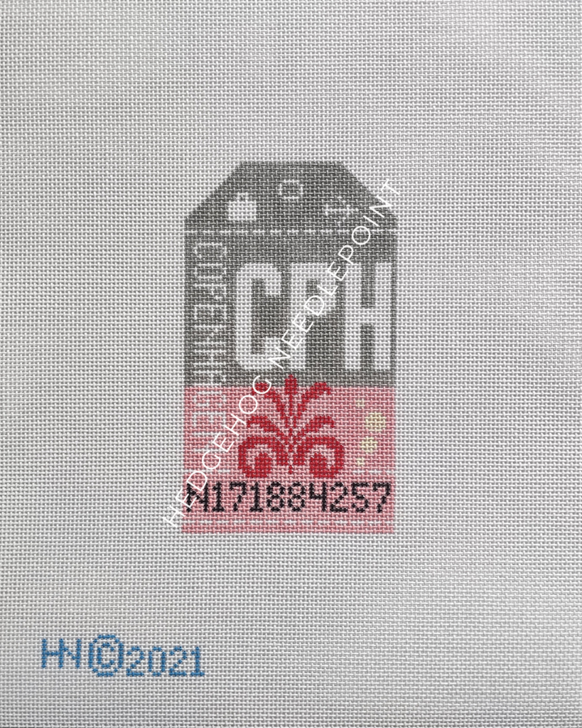 Copenhagen Retro Travel Tag Stitch Printed™️ Needlepoint Canvas