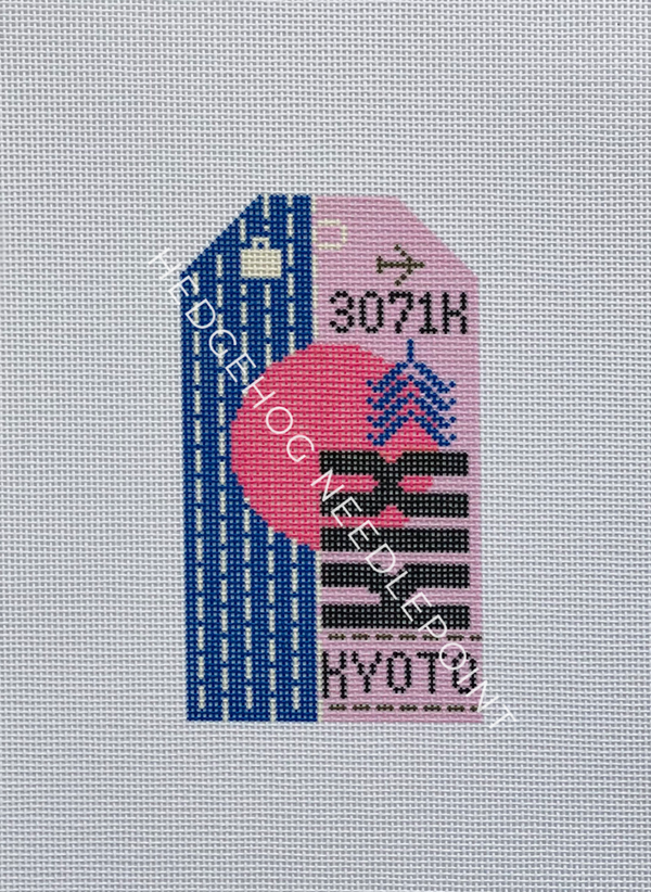 Kyoto Retro Travel Tag Stitch Printed™️ Needlepoint Canvas