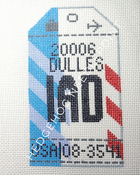 Washington Dulles Retro Travel Tag Stitch Printed™️ Needlepoint Canvas