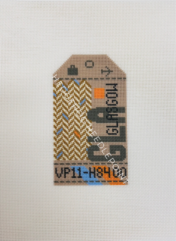 Glasgow Retro Travel Tag Stitch Printed™️ Needlepoint Canvas