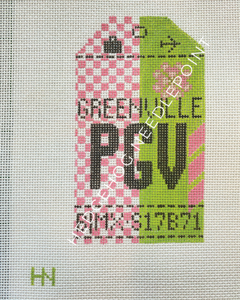 Greenville Retro Travel Tag Stitch Printed™️ Needlepoint Canvas