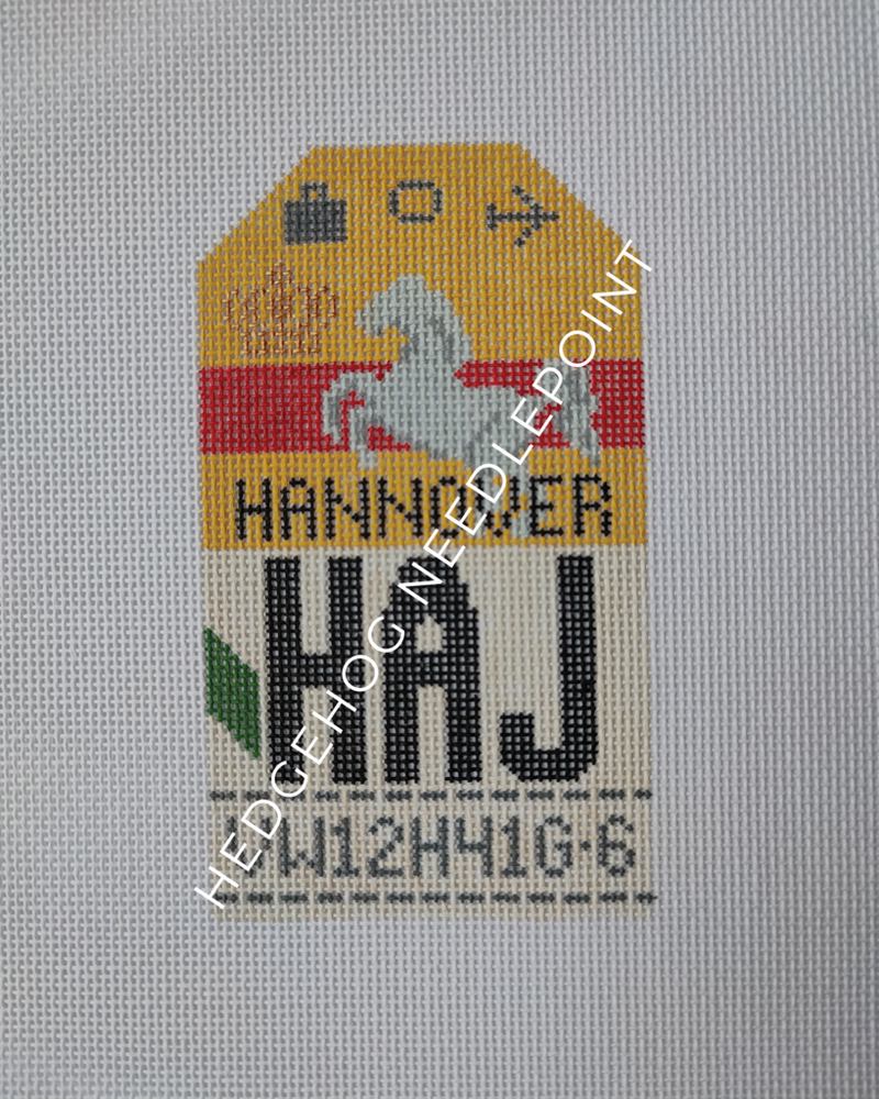 Hannover Retro Travel Tag Stitch Printed™️ Needlepoint Canvas