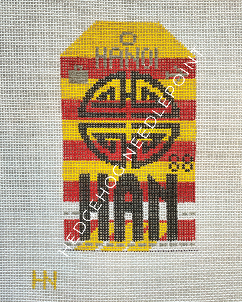 Hanoi Retro Travel Tag Stitch Printed™️ Needlepoint Canvas
