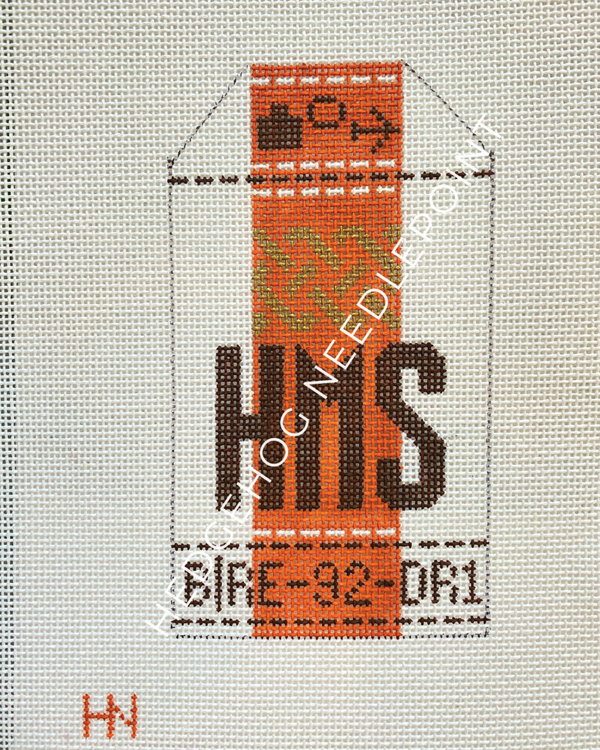 HMS Retro Travel Tag Stitch Printed™️ Needlepoint Canvas
