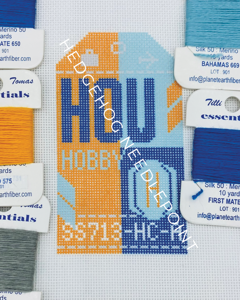 Houston Hobby Retro Travel Tag Needlepoint Canvas