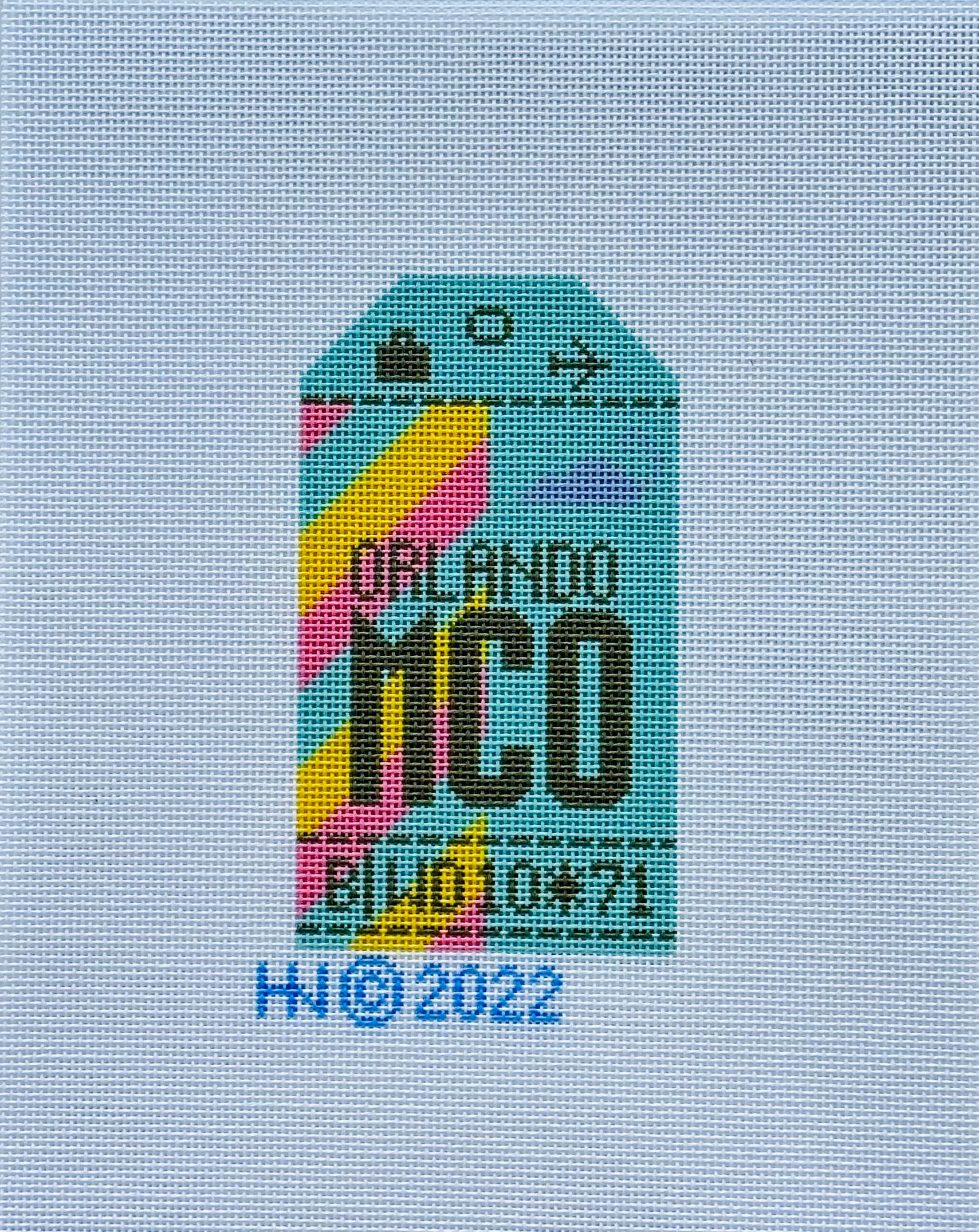 Orlando Retro Travel Tag Needlepoint Canvas