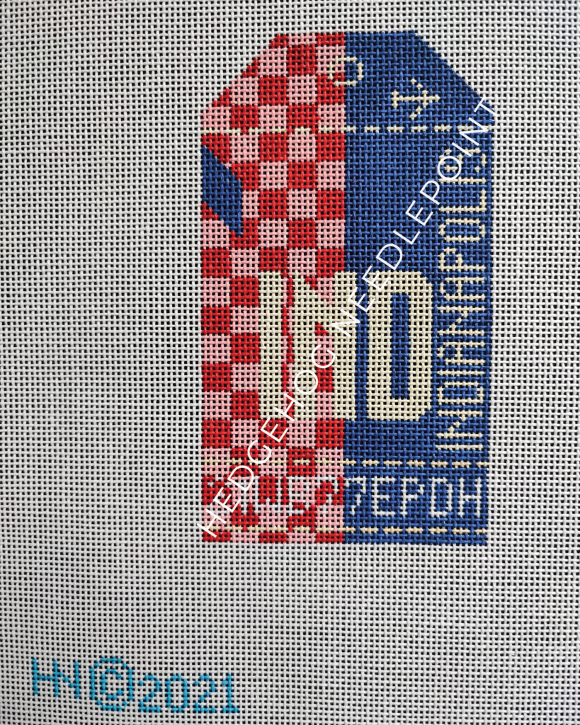 Indianapolis Retro Travel Tag Stitch Printed™️ Needlepoint Canvas