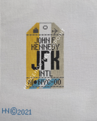 JFK New York Retro Travel Tag Stitch Printed™️ Needlepoint Canvas