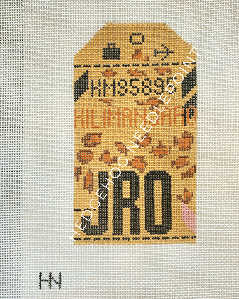 Kilimanjaro Retro Travel Tag Stitch Printed™️ Needlepoint Canvas