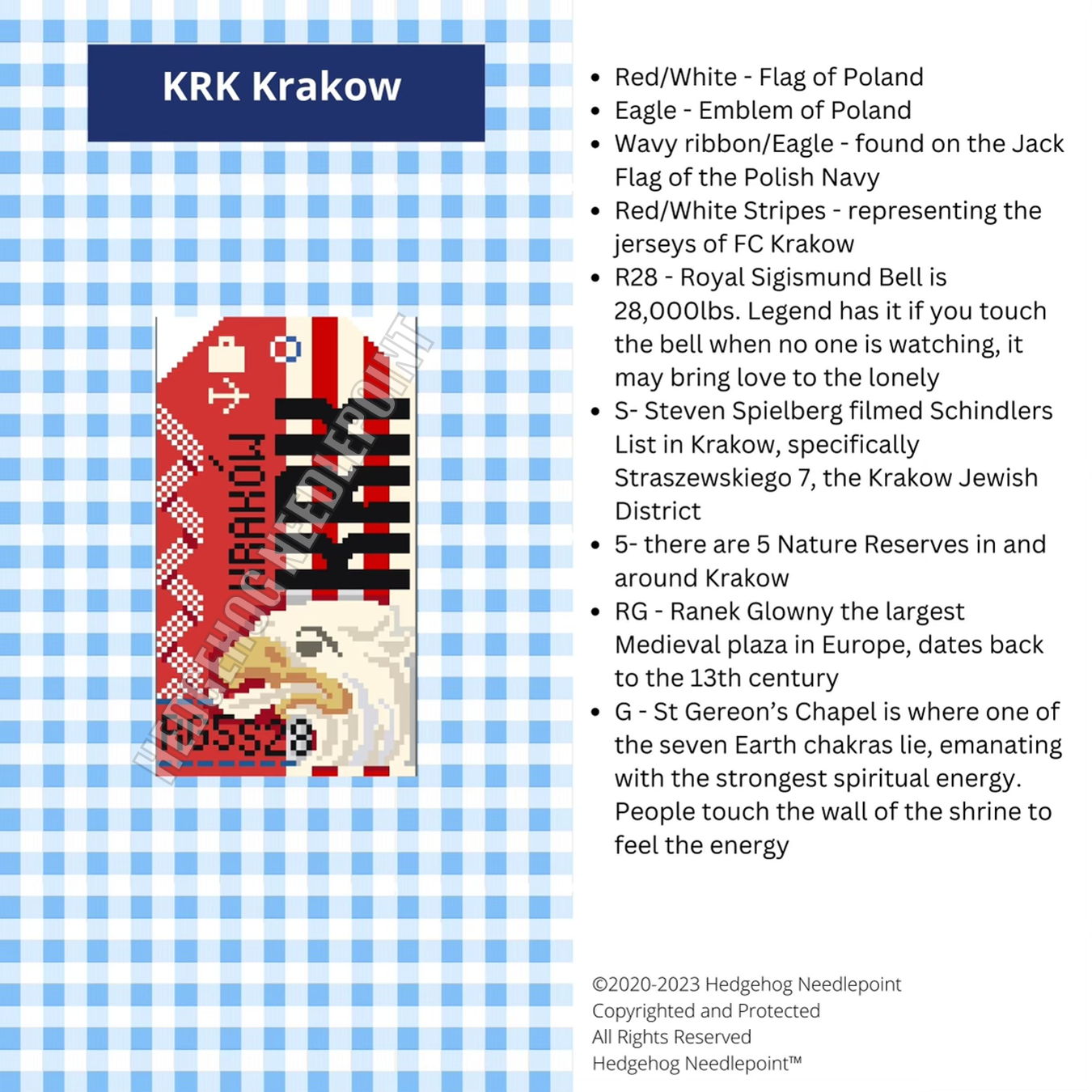 Krakow Retro Travel Tag Needlepoint Canvas