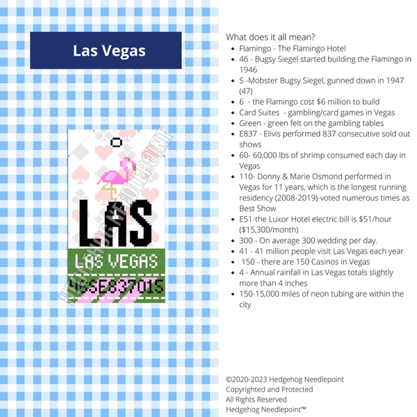 Las Vegas Retro Travel Tag Stitch Printed™️ Needlepoint Canvas