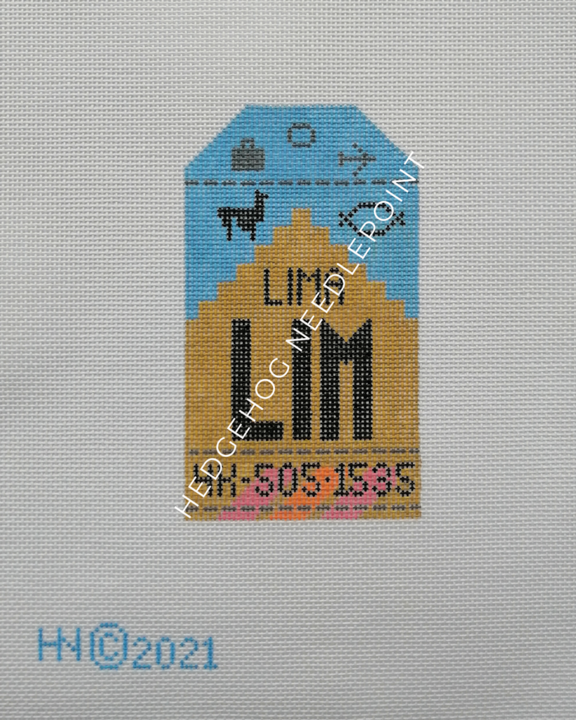 Lima Retro Travel Tag Needlepoint Canvas