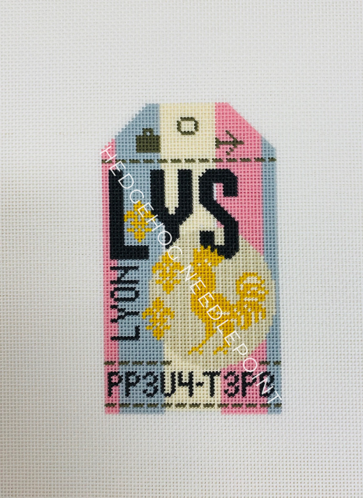 Lyon Retro Travel Tag Stitch Printed™️ Needlepoint Canvas