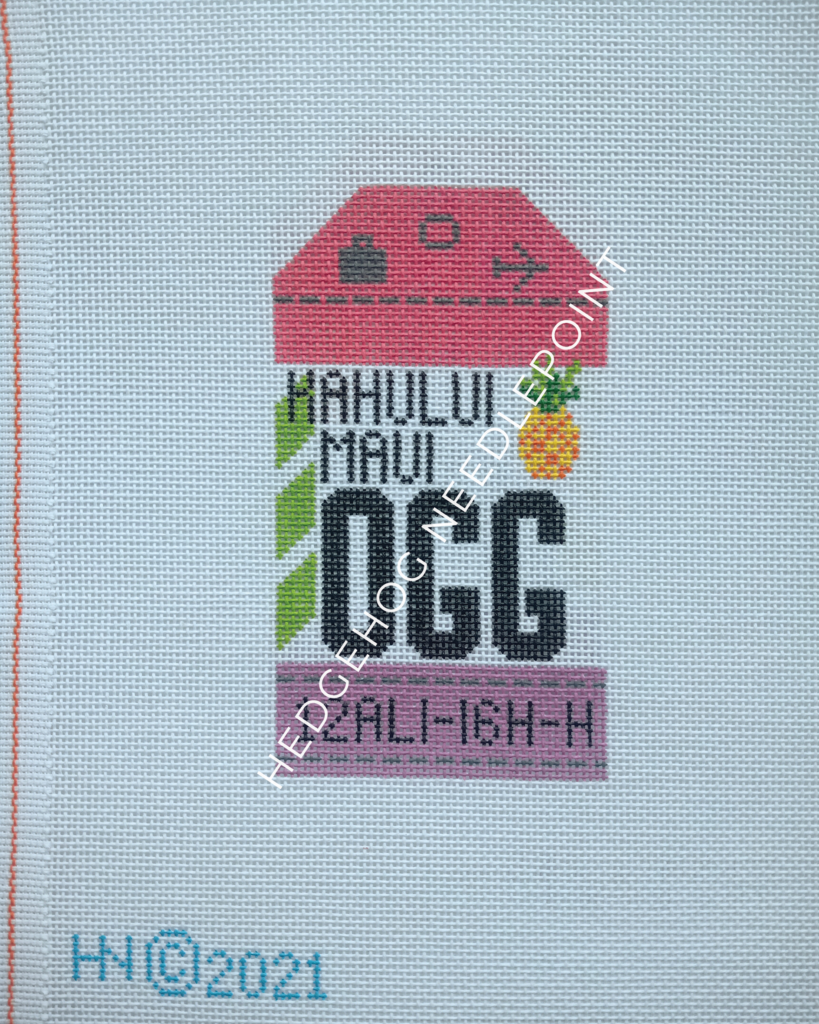 Maui Retro Travel Tag Stitch Printed™️ Needlepoint Canvas